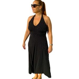 Mariage Black and Metallic Gold Halter Dress sz 12